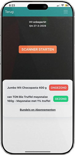 How2behealthy barcodescanner tijdens het scannen